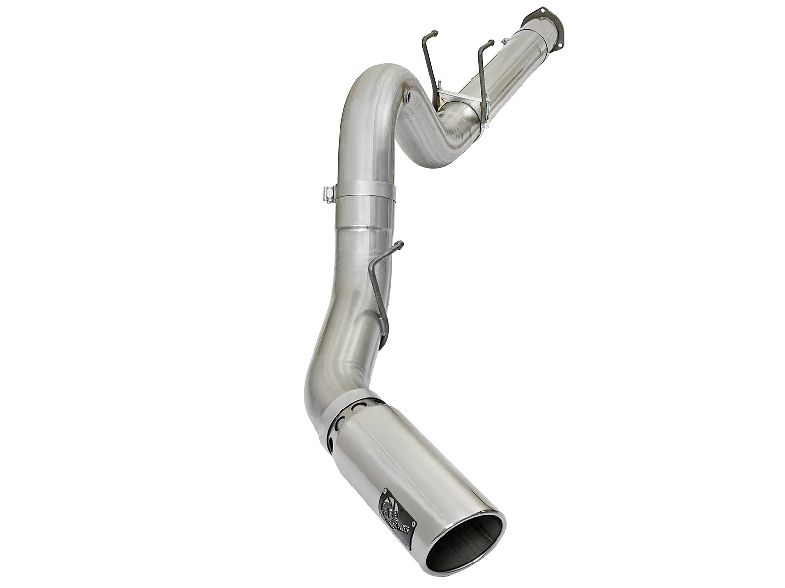 aFe ATLAS 5in DPF-Back Aluminum Steel Exhaust System w/ Polished Tip 2017 Ford Diesel Trucks V8-6.7L (td)