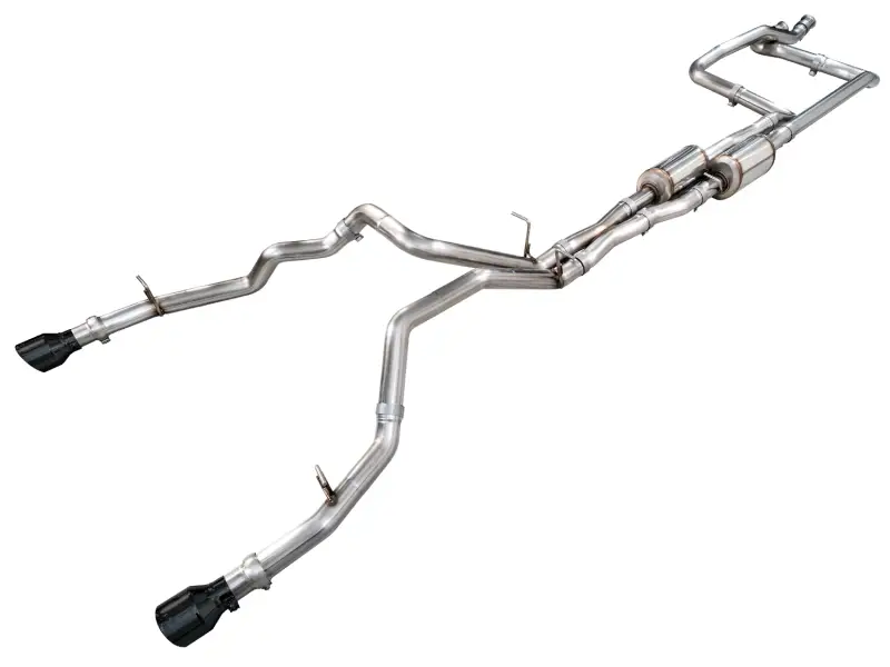 AWE 2025+ RAM 1500 RHO 3.0 I6 TT 0FG Dual Rear Exit Cat-Back Exhaust - Diamond Black Tips